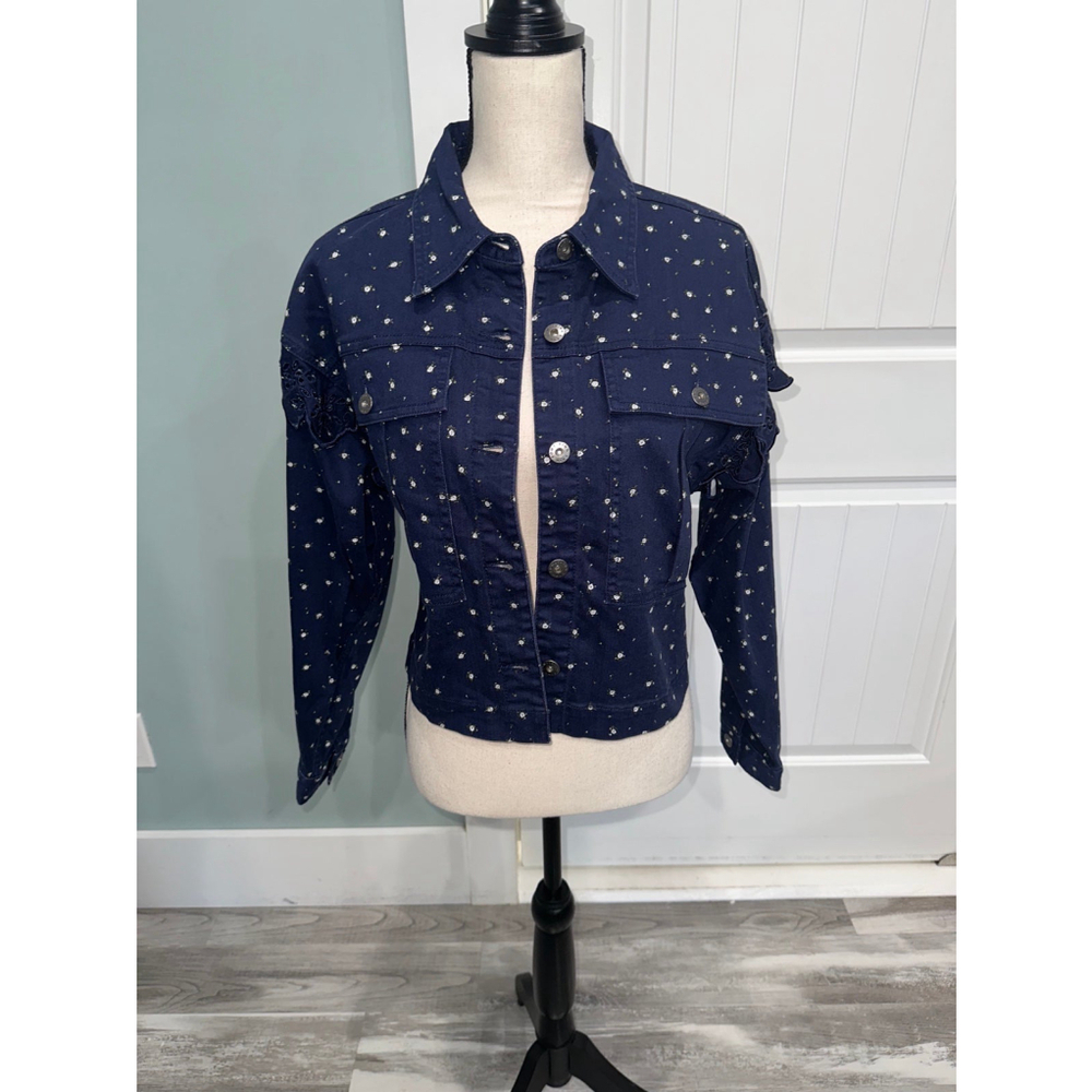 Something Navy Celeste Ruffle Jacket size small - Picture 6 of 11